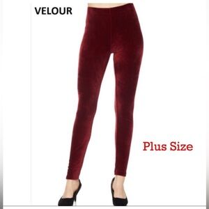 NWT Plus Size Burgundy Velour Leggings
